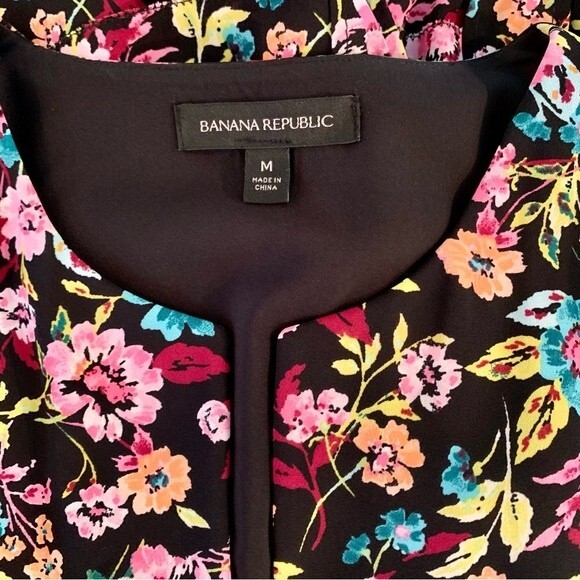 Banana Republic Colorful Floral Flowy Tiered Dress With Tie At Waist Medium - Picture 11 of 13